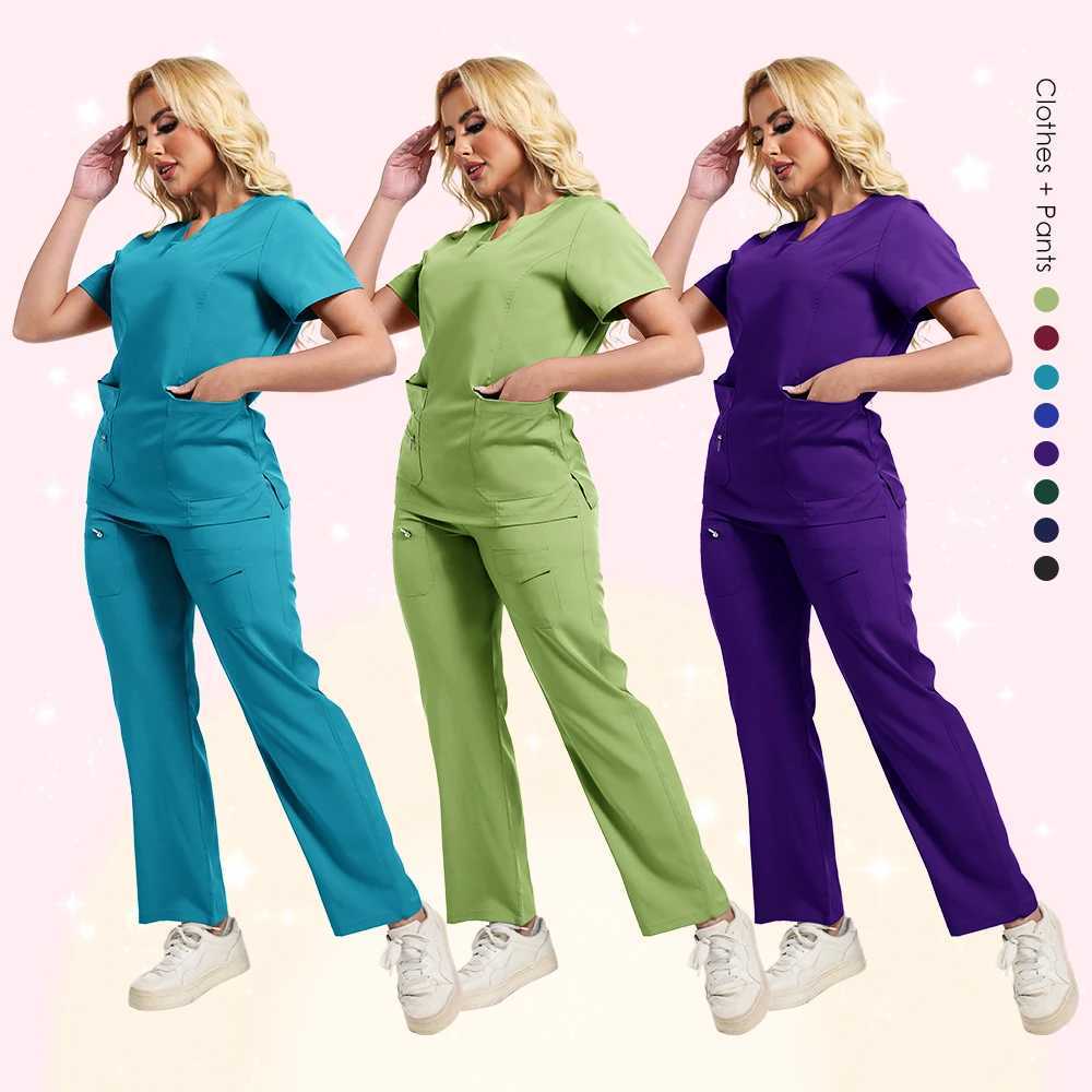Nurse Scrubs New Fashion Medical Scrub Soft Breathable Jogger Pants Set Surgical Uniforms Woman Nursing Clinical Doctor Workwear X2504109