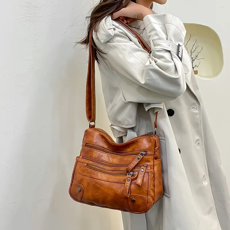 FL- Canvas Sling Bag, Solid Color Crossbody Bag, Women's Simple Chest Purse