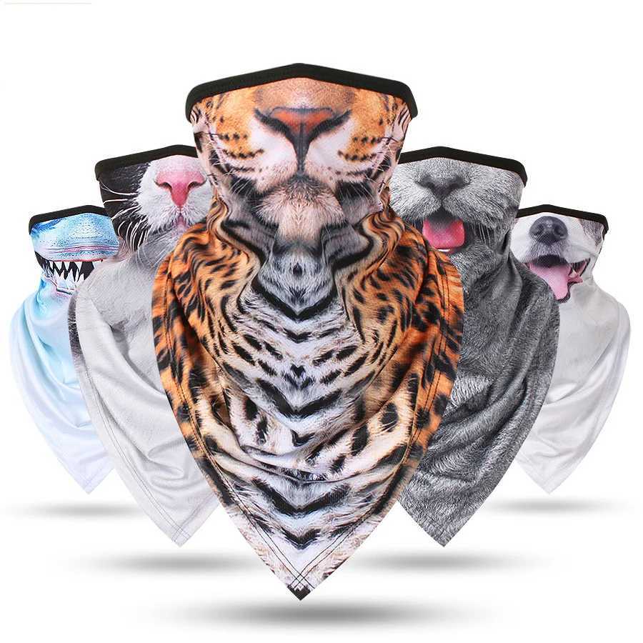 Multifunctional 3D Animal Print Triangle Scarf Bandana Sports Hiking Headgear Cycling Face Mask Fishing Neck Warmer Gaiter S251110