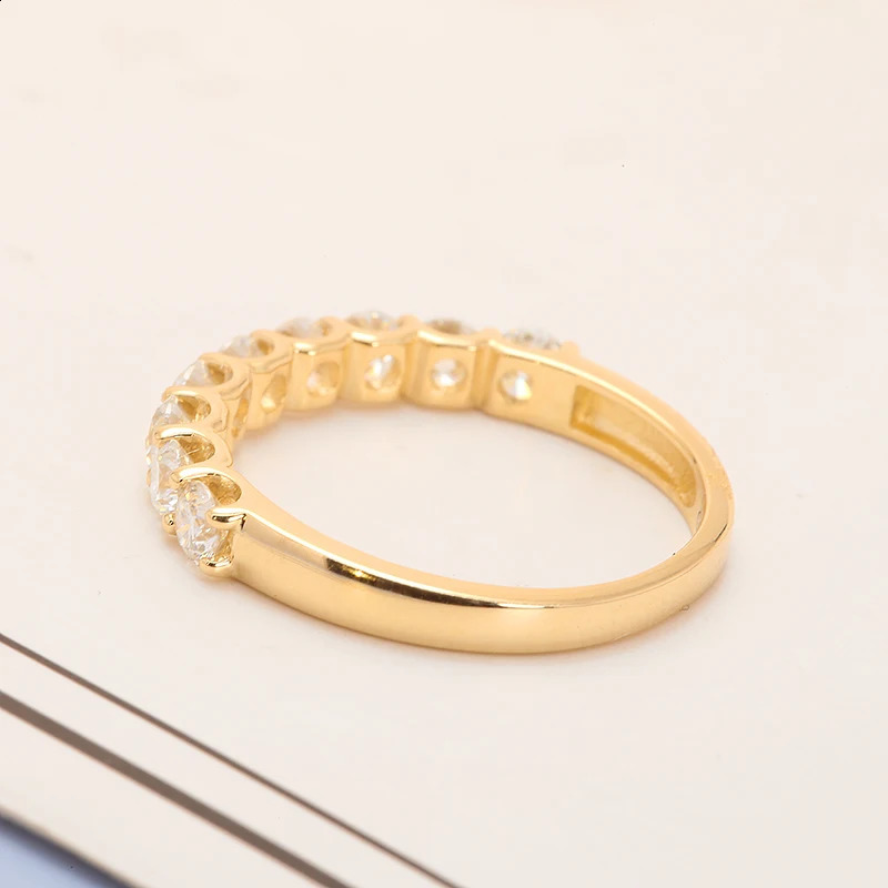 14k Yellow Gold Round Excellent Cut 0.1ct each Total 0.9CTW DEF VS-VVS Lab Grown Diamond Ring for Girls Cocktail Jewelry 250411