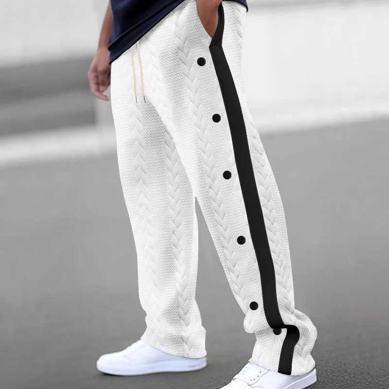2024 Spring/Summer New Mens Trouser Texture Jacquard Single Chest Side Striped Loose Large Casual Pants Sports PantsXJ250410