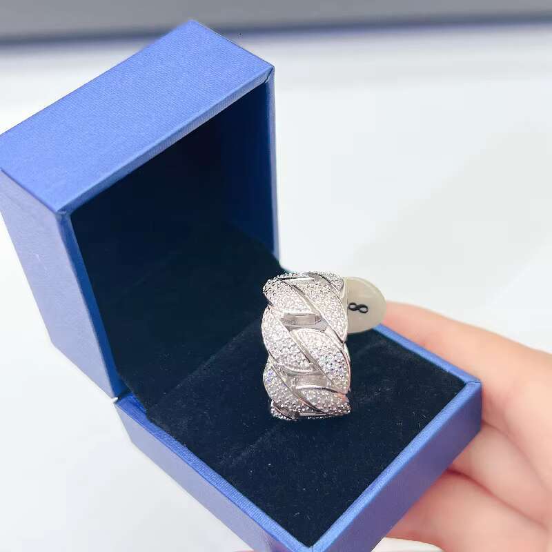 Sterling Silver Cuban S925 VVS Moissanite Diamond Luxury Ring Iced Out Diamond Hip Hop Rings Men