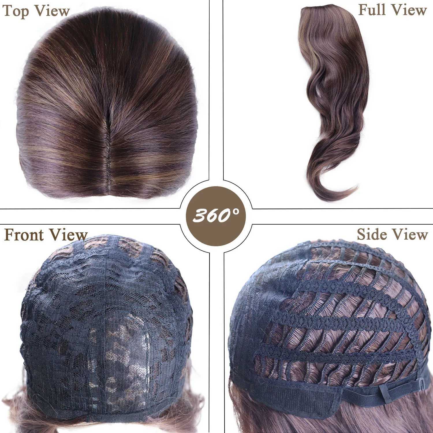 Synthetic Hair 24 Inch Long Curly Wig for Women Mixed Brown Casual Hair Replacement Wigs Daily Use Mother Wig Heat ResistantT251111