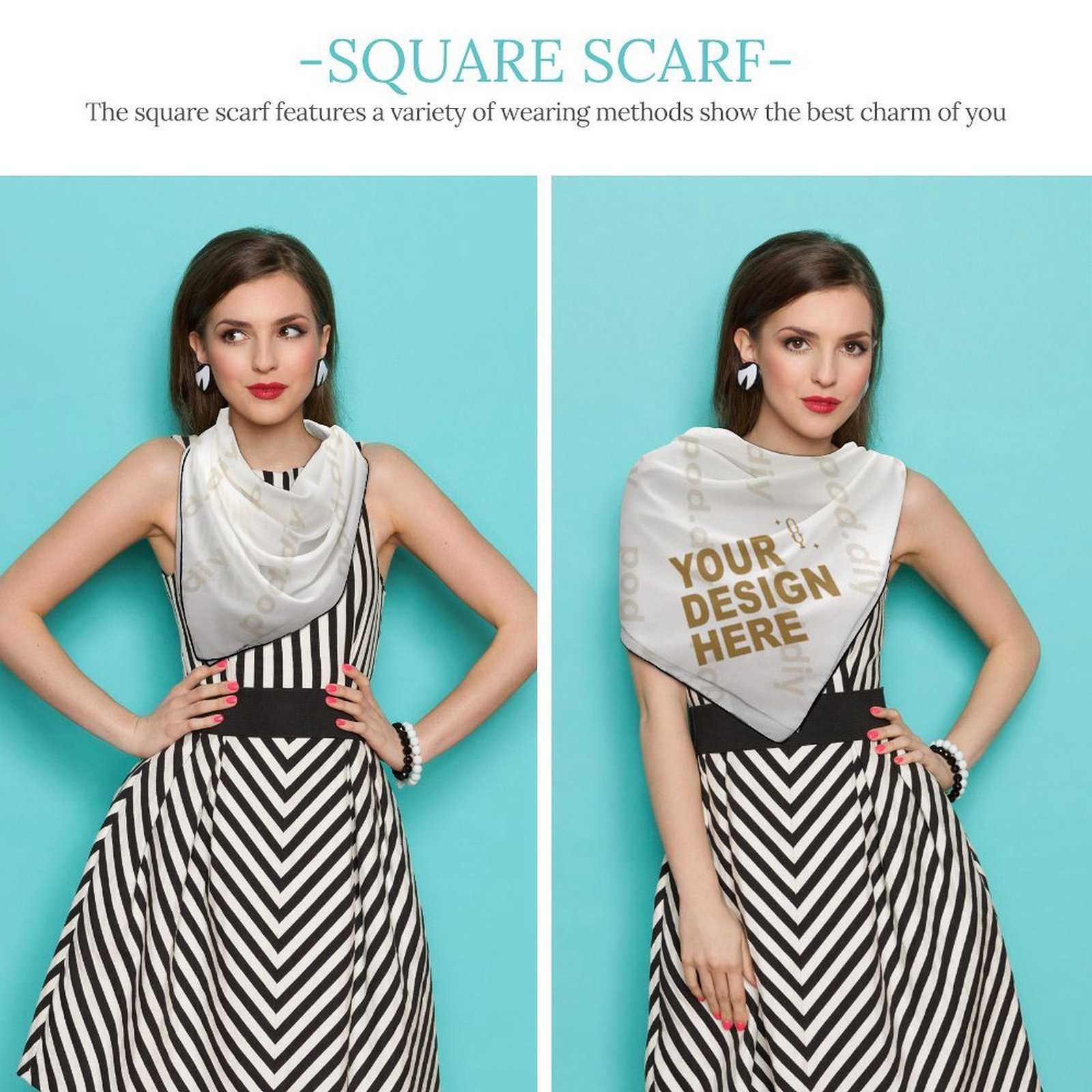 POD.DIY Women's Original Design Scarf lady Scarf Classic Letter Pattern Custom Shawl/Scarf Easy to Match Soft to the Touch Size 68*68cm