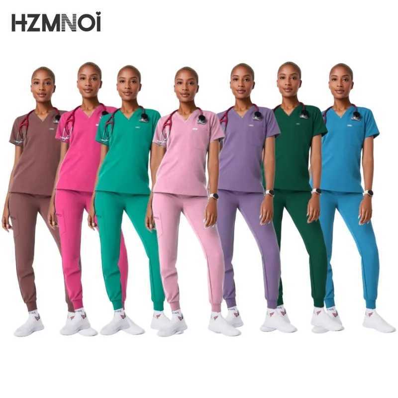 Scrubs Doctor Workwear Medical Uniform Women Nurse Uniform Thin Breathable Surgical Scrub Tops Elastic Scrubs Pants Spa Overalls X250410