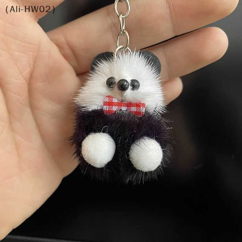Cute mink bear keychain bag car charm pendant plush toy creative gift random W250411