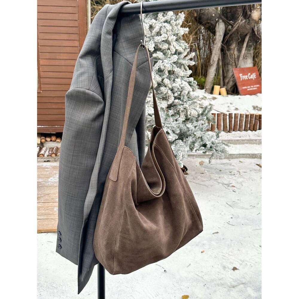 Customized For Individuals Large Capacity Winter Tote High Class Matte Suede Wool Women Handbag Coffee Kakhi Travel Shoulder Bag