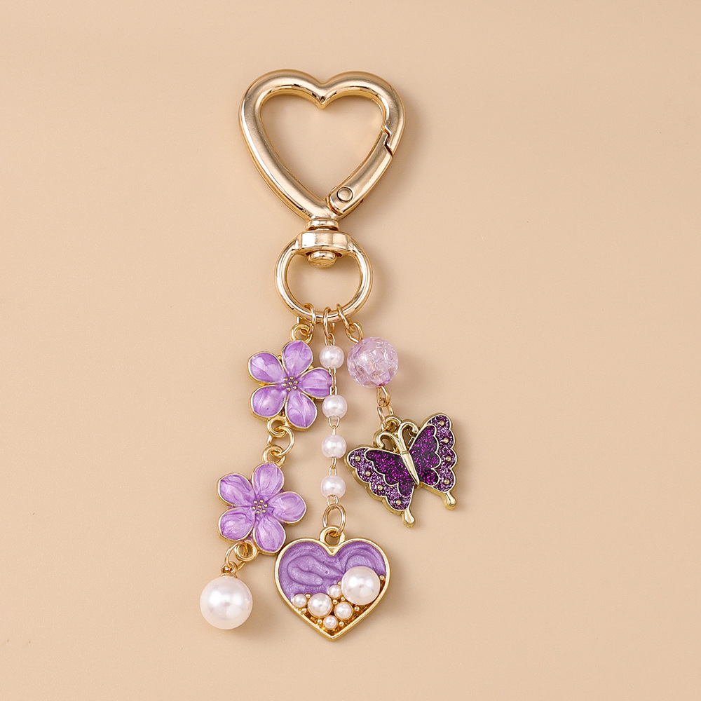 Fashion Trendy Backpack Charm Best-Selling Butterfly Heart Keychain Personalized Animal Flower Key Ring