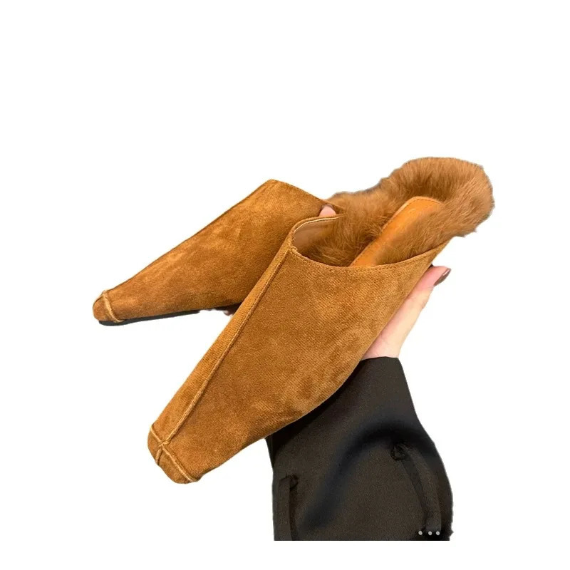 Style Flat Mules Shoes Women Square Toe Slipper Suede Sandal Women Summer Casual Comfort Slides Slingback Flip Flops 251110