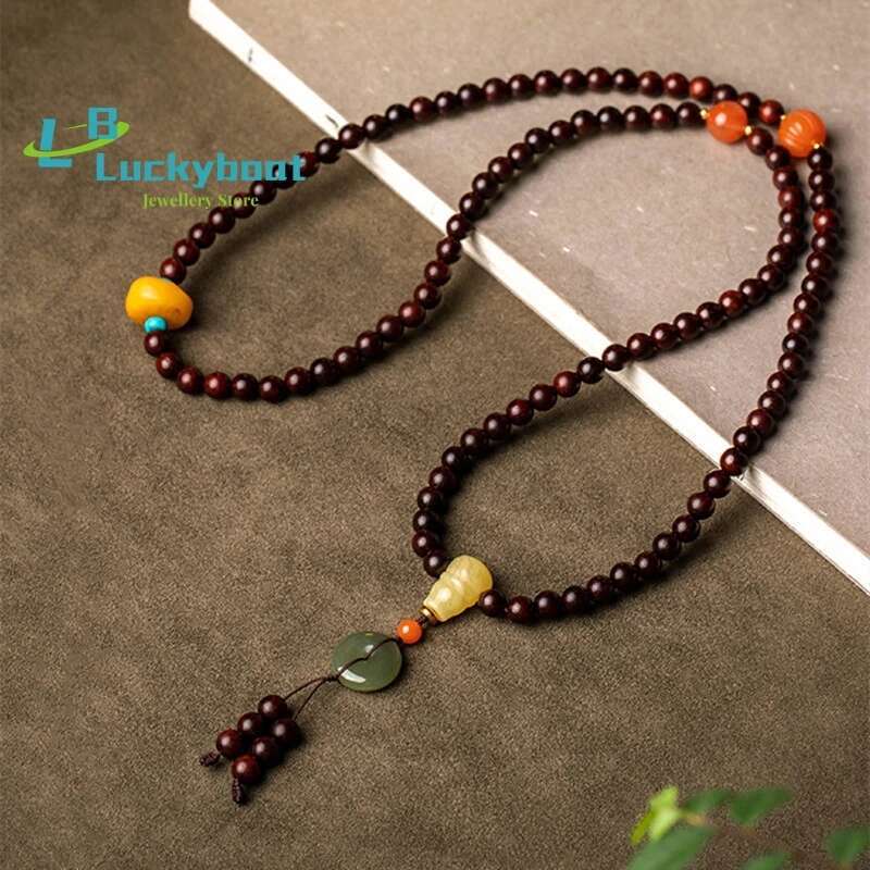 Little Leaf Rosewood 6mm108 Buddhist Bead Bracelets Diy Women's Multi -Circle Bracelet Retro Jewelry Simple Atmosphere