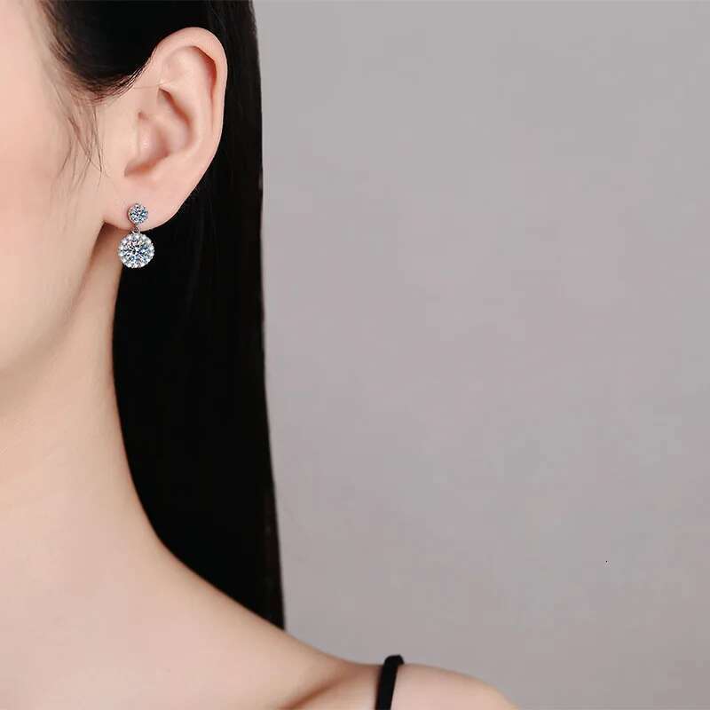 1CT Moissanite Diamond D Color Ladys Earrings S925 Sterling Sliver Plated White Gold Earrings for Women