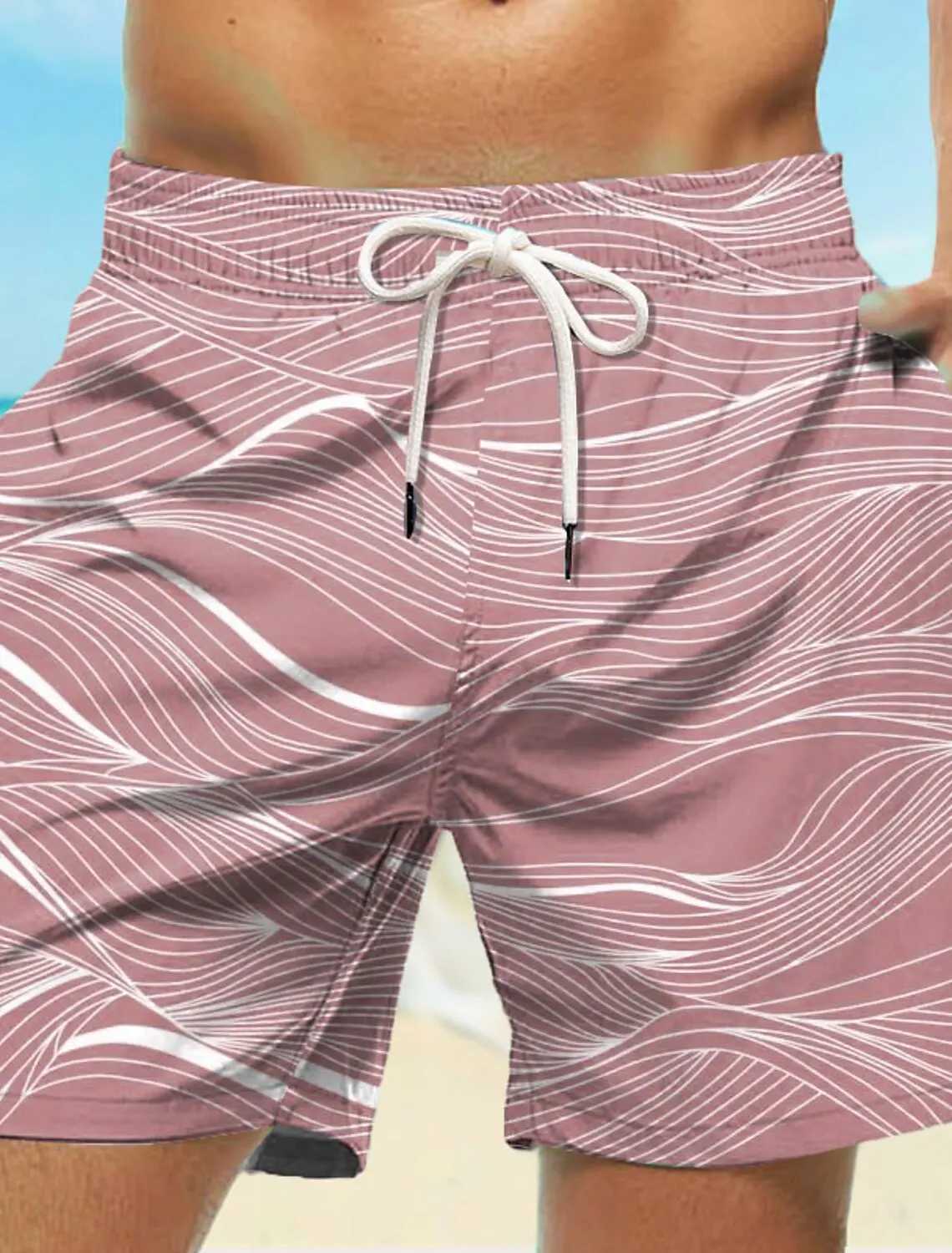 New Mens Board Short Swimming Short Tree Trunk Dragging Wave Graphic Printing Fast Drying Leisure Vacation HawaiiW250410