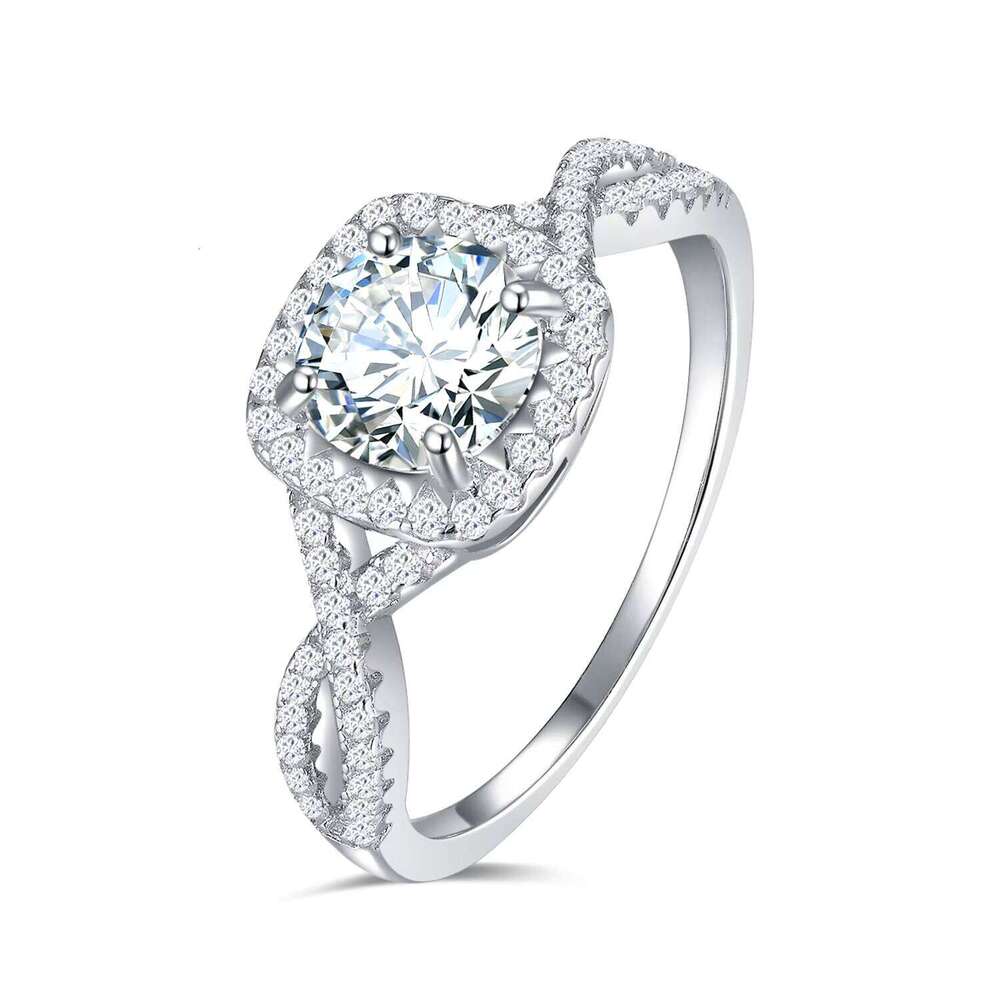 Premium Jewelry GRA Certified 1ct Diamond 925 Sterling Silver 6.5mm Round Cut VVs Inlaid with Sandstone Women's Ring