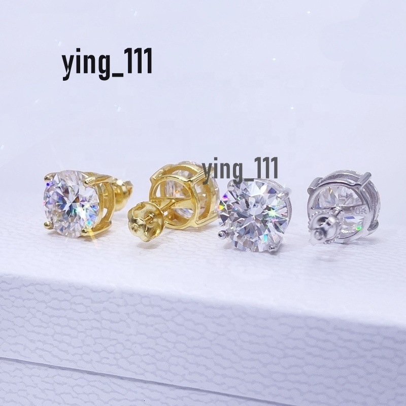 Luxury Bling Hip Hop Iced Out Earring Real Gold 1.5CT 3CT Solitaire Earrings 10K White Gold With Moissanite Diamonds
