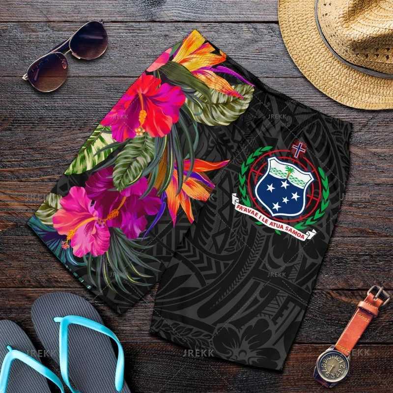 New Harajuku 3D Samoa Badge Printing Beach Shorts Fashion Street Clothing Board Shorts Neutral Cool Swimming ShortsW250410