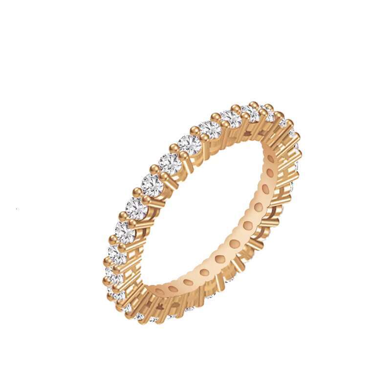 Starsgem Fine Luxury Custom Jewelry Promise Ring Round Moissanite Eternity Full Wedding Ring Band 14k Gold Rings for Women