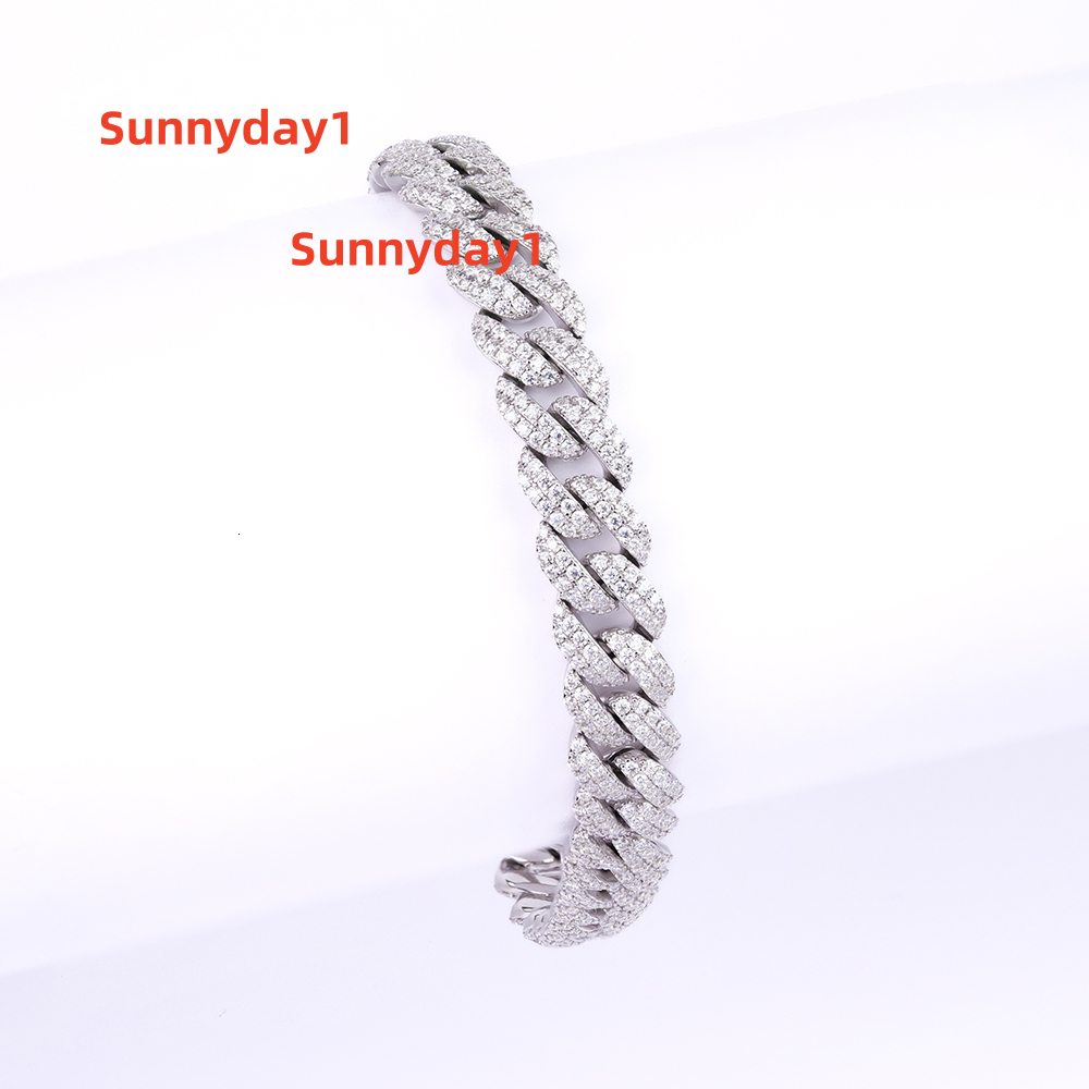 Wholesale 8MM 8inches Full Mossanite Moissanite Chain Link 925 Sterling Silver Cuban Bracelet Fine Jewelry Gold Bangles for Gift