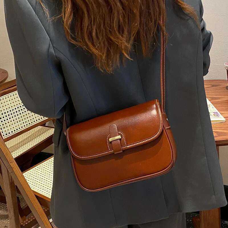 Women's Real Leather Messenger 2023 Spring And Summer New Fashion Handbag Small Square Lady High Sense Shoulder Bag