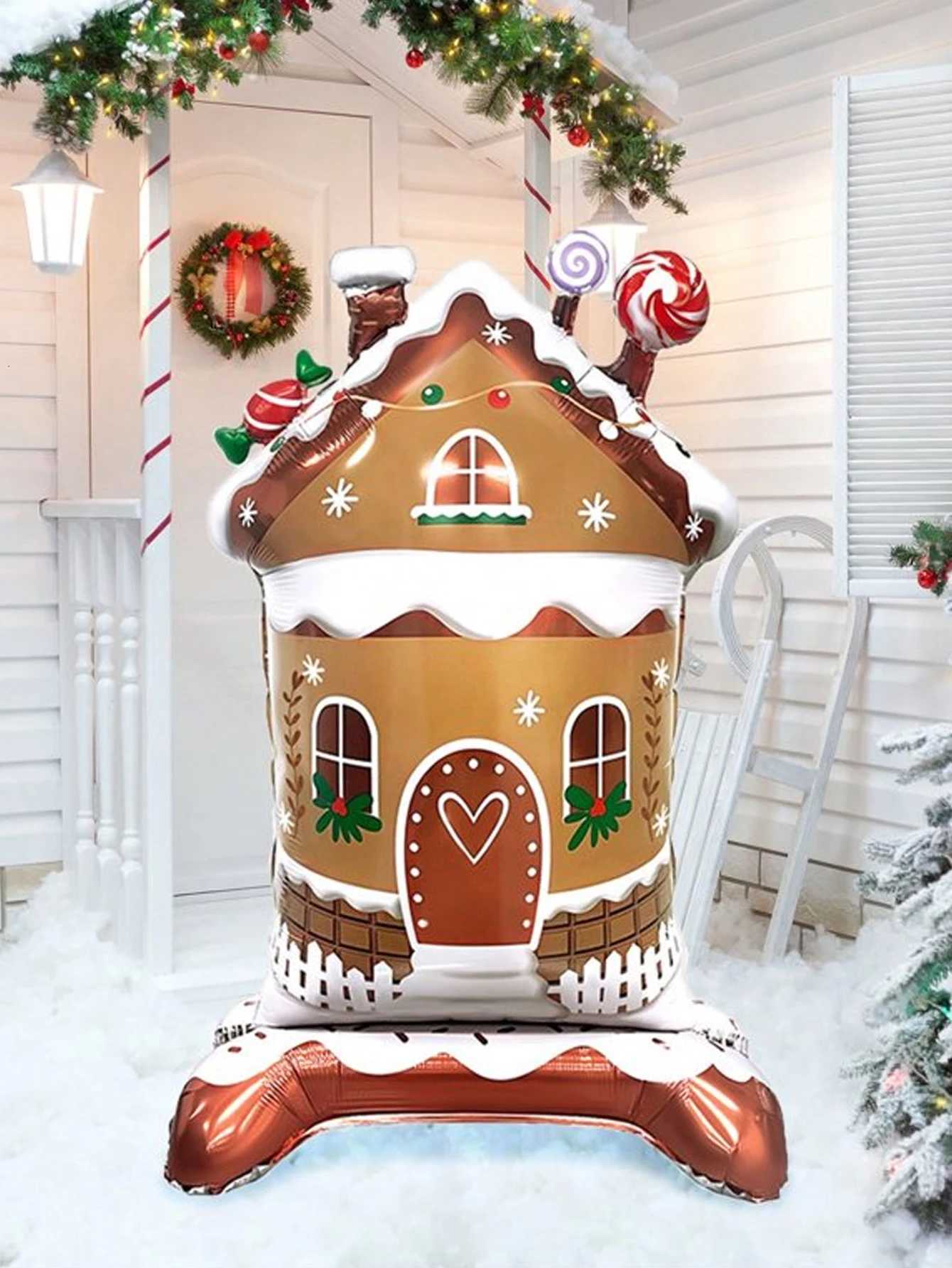 Christmas Vertical candy house aluminum foil balloon Christmas party decoration candy party Christmas balloon layout theme event scene Y251111