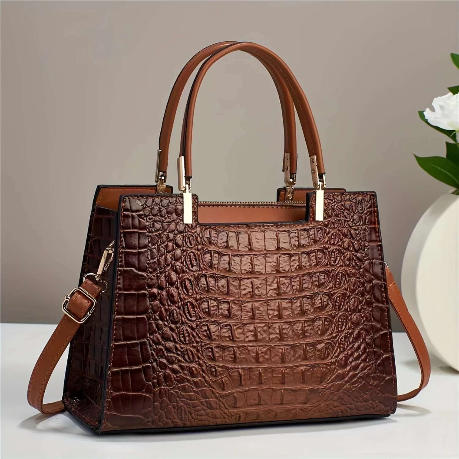 2025 New Artificial Leather Crocodile Pattern Handbag with Shoulder Strap Fashion Wallet Designer Trendy Handbag3