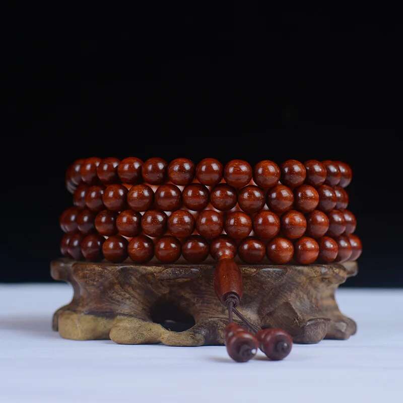 Factory Direct Sale Chicken Blood Red Star Small Leaf Rosewood Buddhist Prayer Beads Bracelet108Multi-circle Bracelet Sandalwood