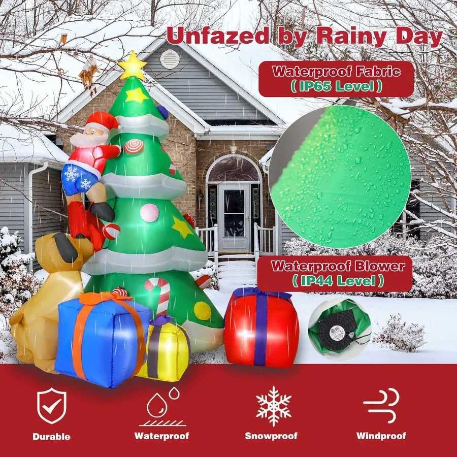 Christmas 7FT Christmas Inflatable Tree Giant with Dog Bite Santa Claus 3 Wrapped Gift Boxes Bright LED Lights Christmas Outdoor Decorati Y251111