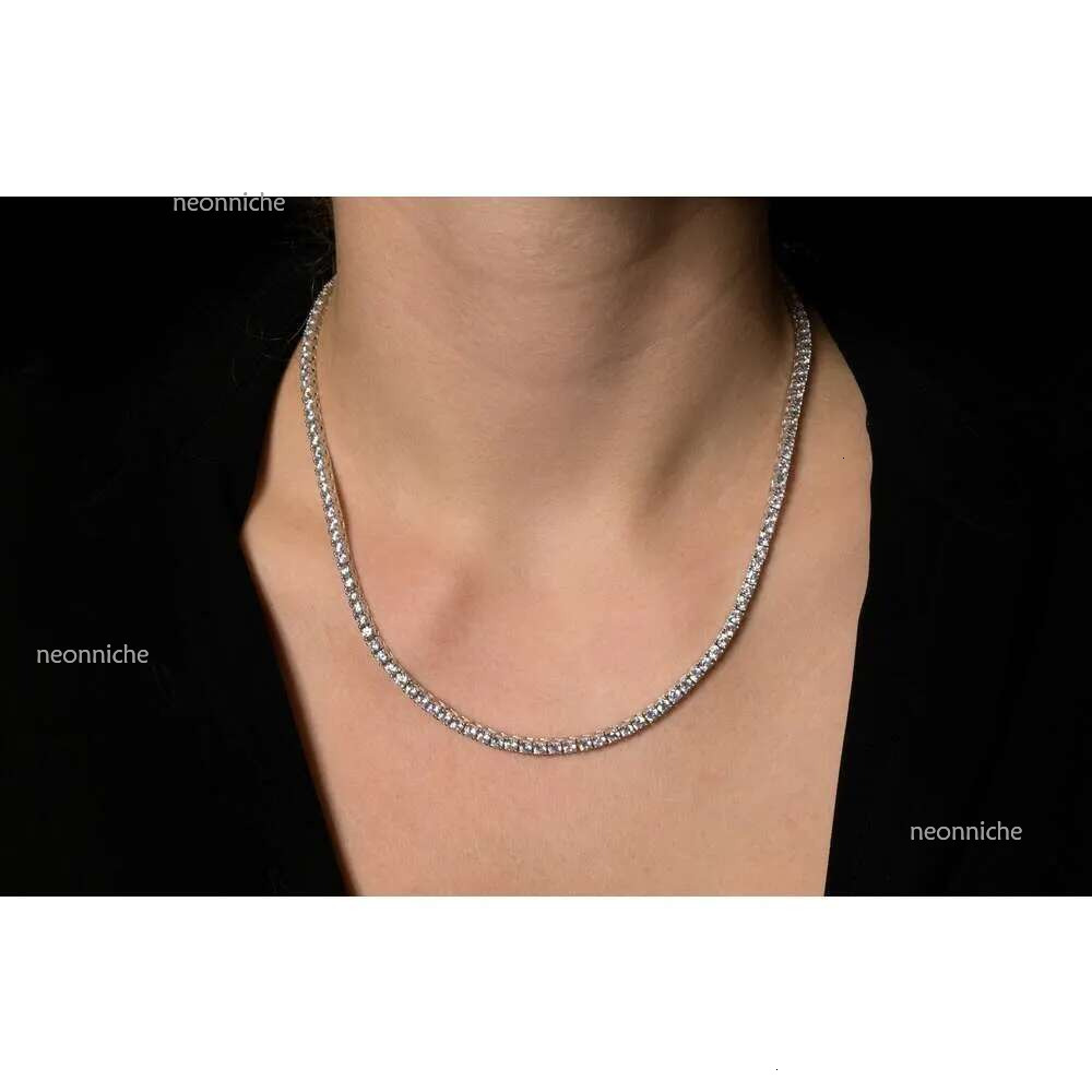 3MM-5MM Width Personalized Vintage 14k Solid White Gold With VVS VS CVD Round Cut IGI GIA Certified Lab Grown Dia Tennis Necklace