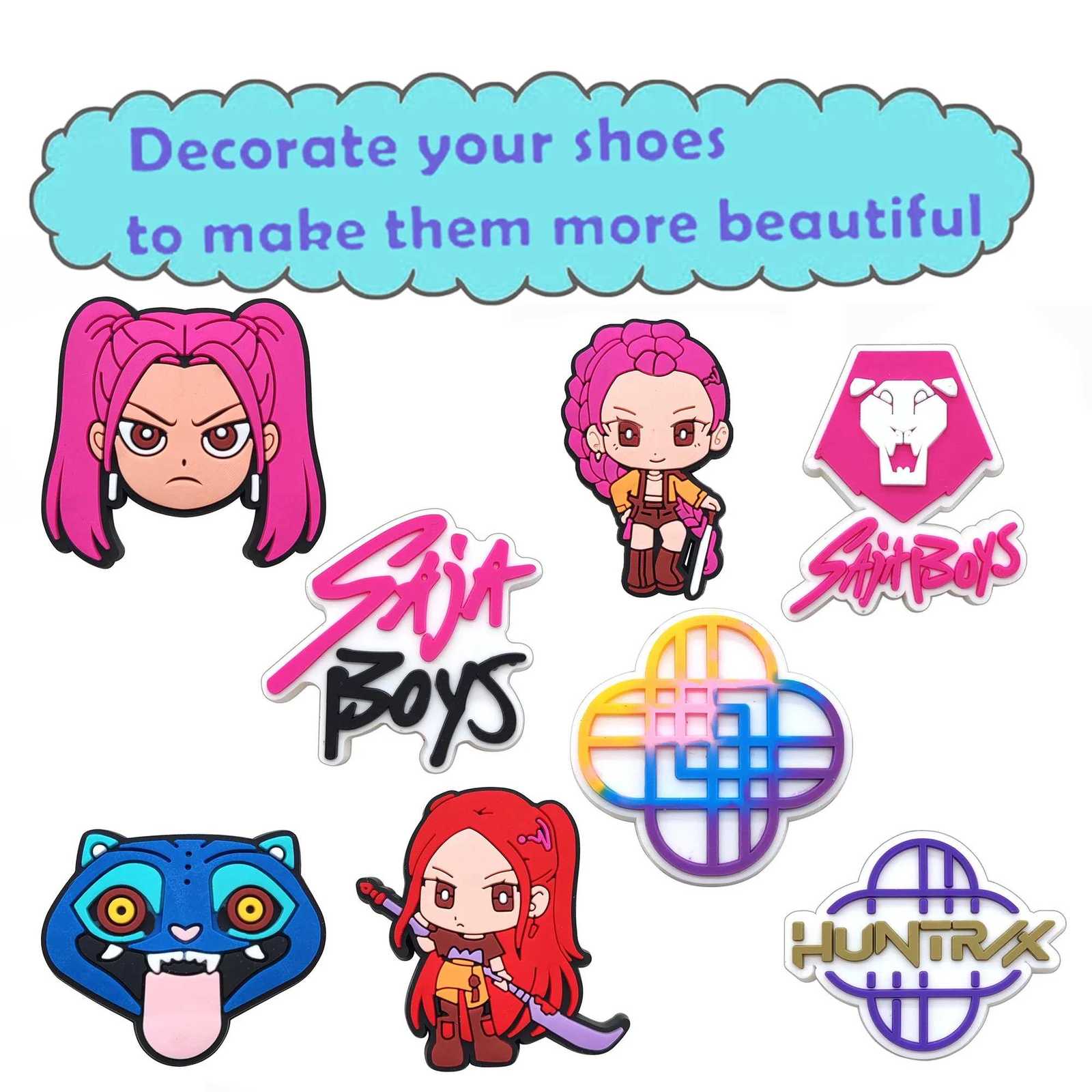 18-100pcs KPop Demon Hunters Shoe Charms For Clogs Ghost Shoe Decoration Premium Quality Popular Shoe Accessories Great Gift Z251111