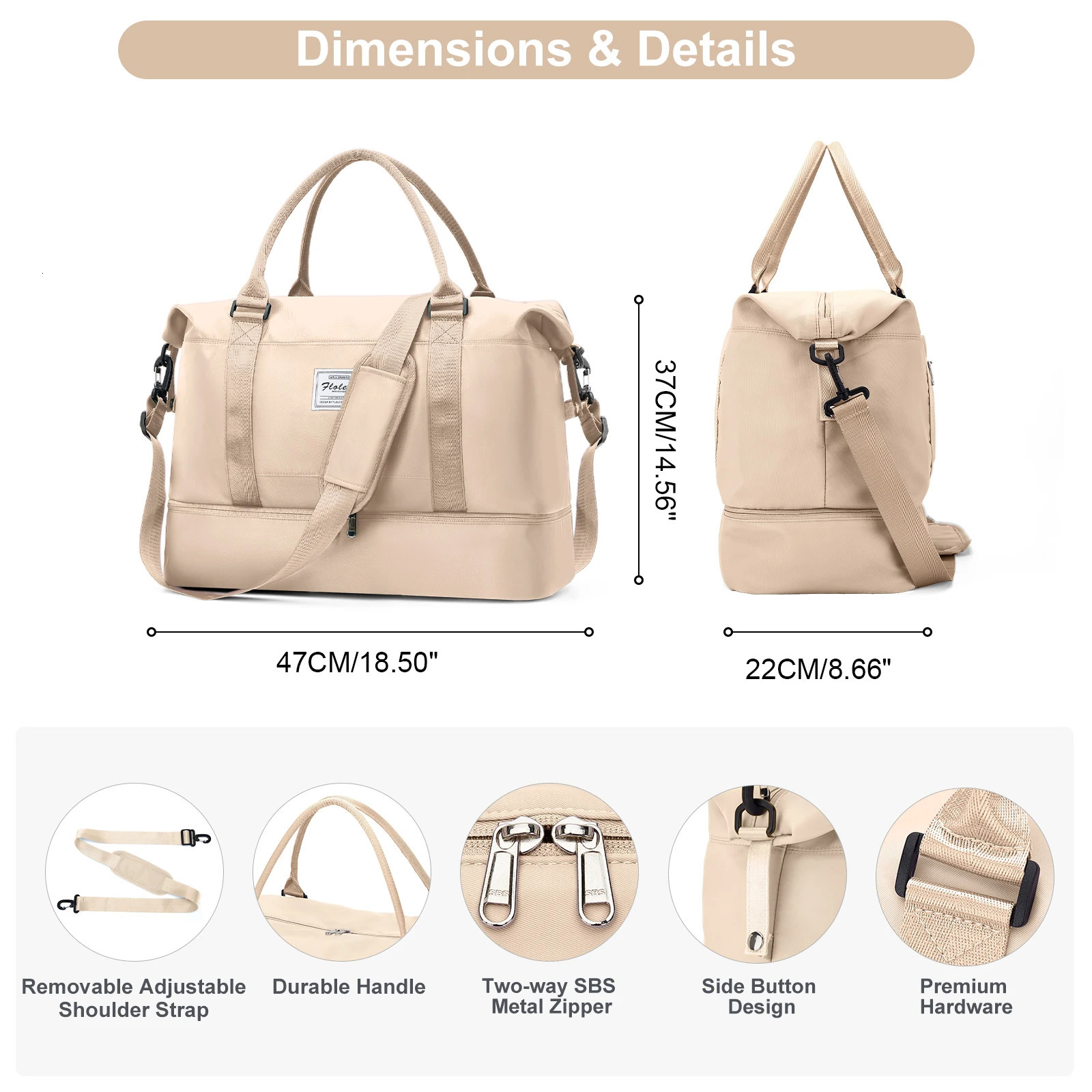 Large Travel Bag Foldable Sports Bag Easyjet Hand Luggage 45x36x20 Cabin Bag with Shoe Compartment Overnight Weekender Gym Bag 251110