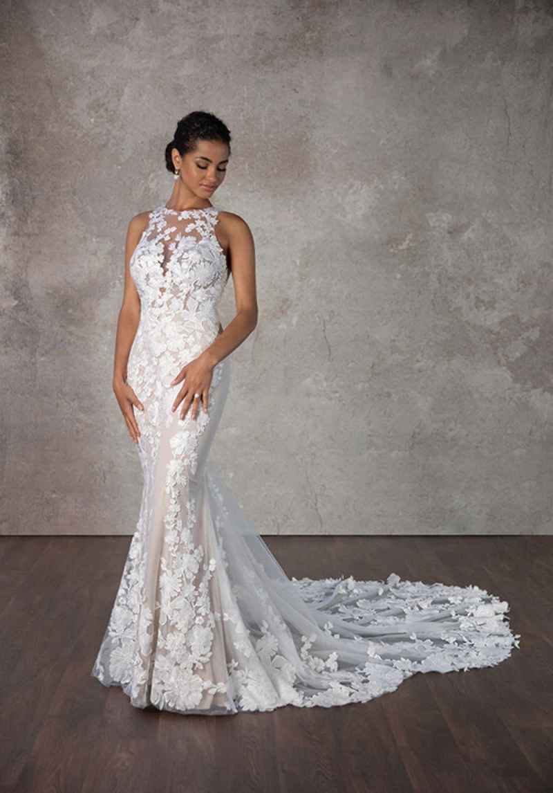 Lace Mermaid Wedding Dress Boho Jewel Neck Appliques Bridal Gowns Customized Sexy Backless Bride Dress