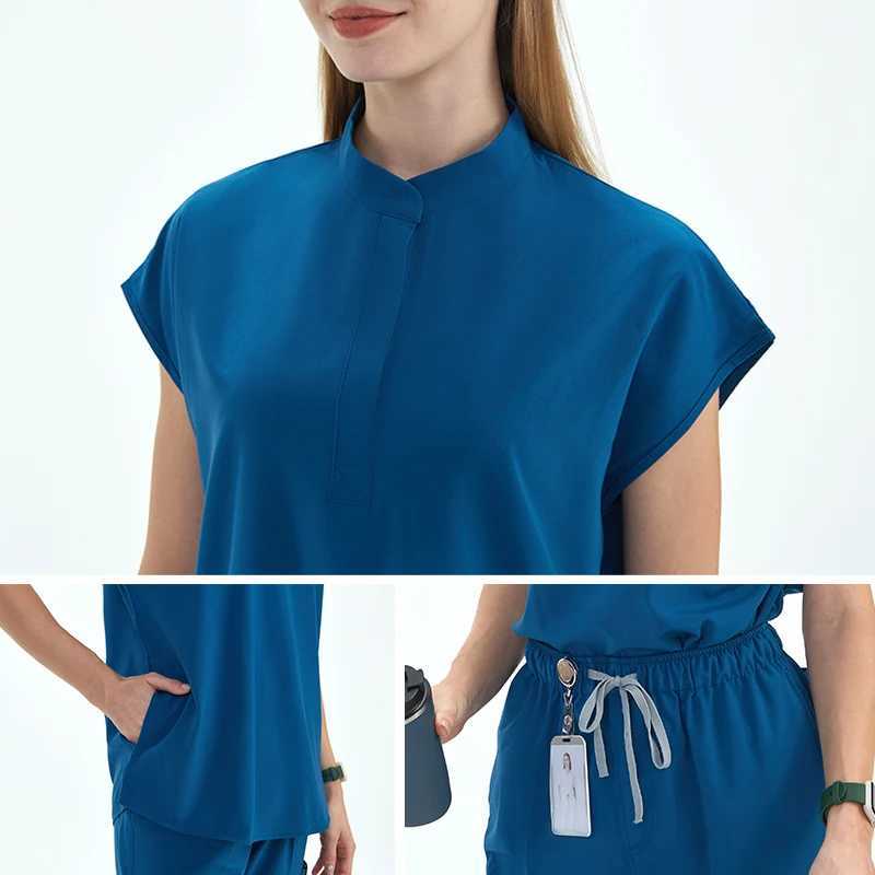 Home>Products>High quality female surgical scrub set Tunic Top Jogger Pants 10 pocket hospital doctor dental work clothes care scrub S180-02 X25
