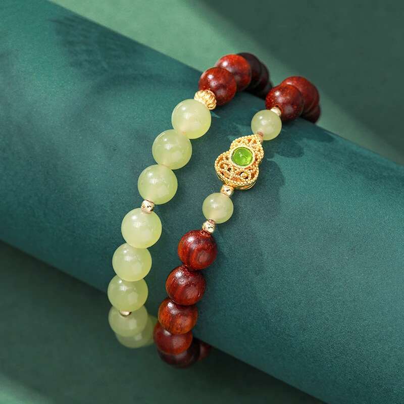 Natural Hetian Small Leaf Rosewood Beads Bracelets Couples Gift Hand String Women's Hotan Jade Beading Accessories