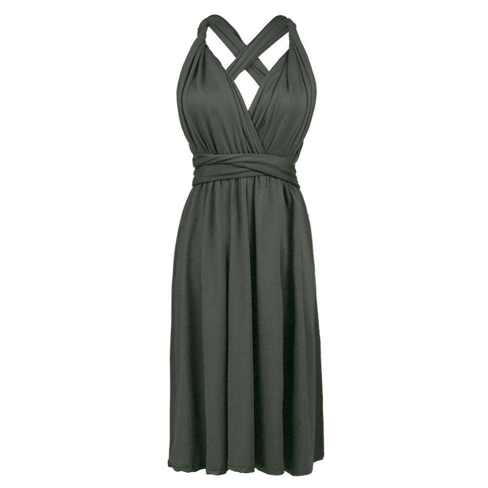 2025 Summer Women's Solid Color Lace Sexy Open Back Short Skirt Multi Wear Bridesmaid Dress