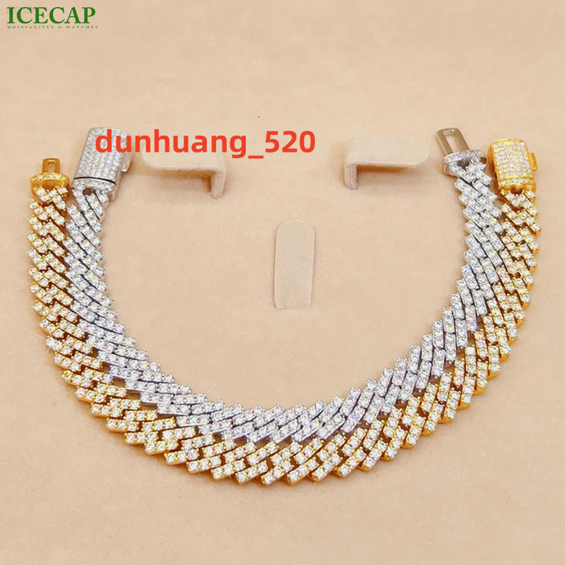 10mm Fashion Jewelry Vvs Moissanite Diamond Cuban Link Chain 925 Silver Hip Hop Men Necklace