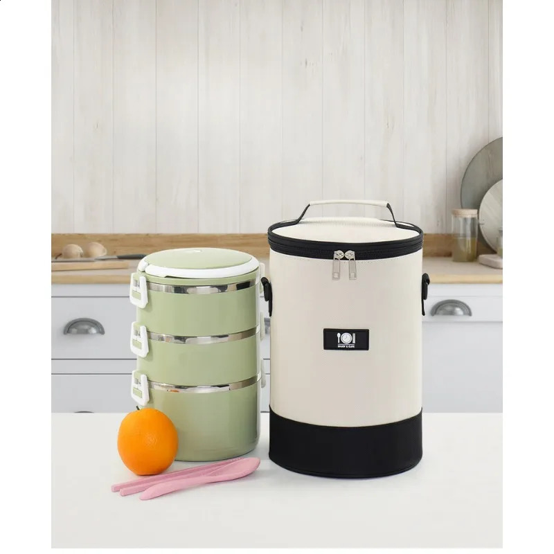 Round Oxford lunch bag round handbag thick aluminum foil outdoor thermal insulation cylindrical office dining bag ice box 250410