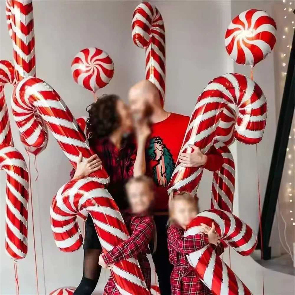 Christmas 5pcs Big Christmas Candy Cane Stick Balloons Outdoor Candy Canes Decor for Xmas Decoration Supplies 2025 Navidad Decor supplies Y251111