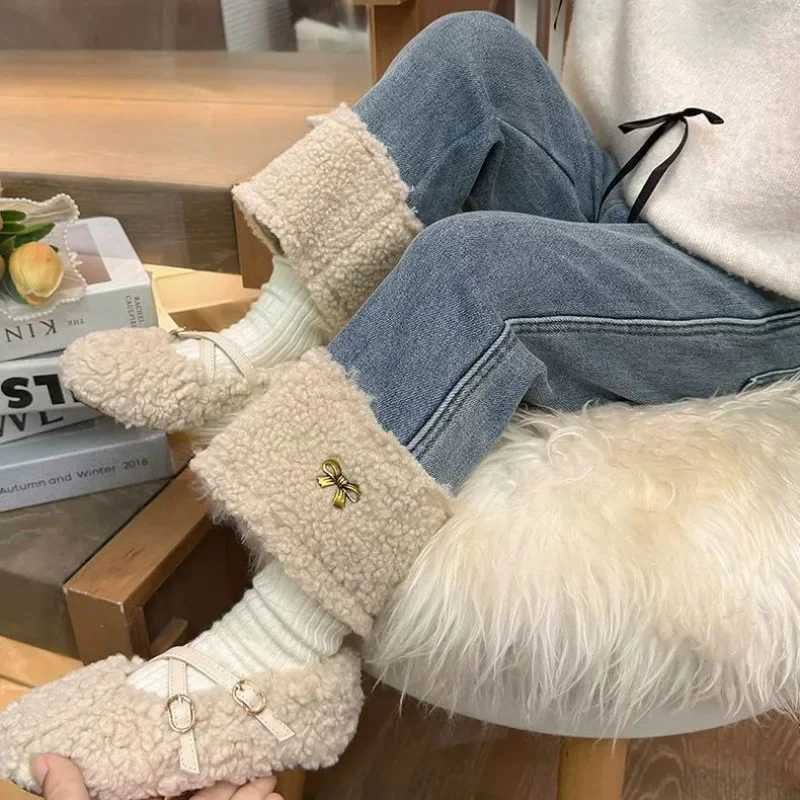 Girls Plush-Lined Denim Jeans - Thick Winter Warm Pants for Kids Fashionable Cold-Weather Trousers L251110