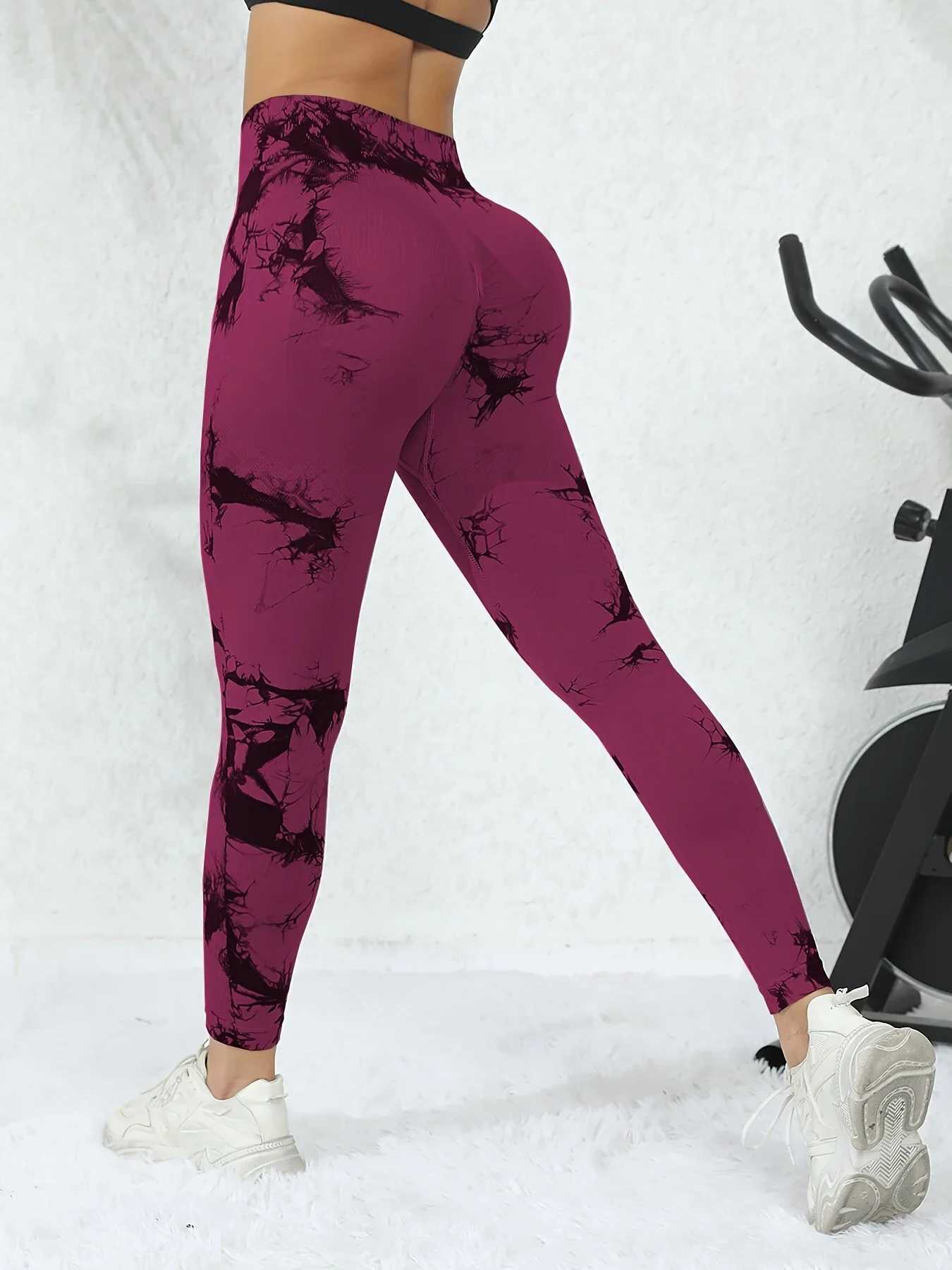 Tie dye yoga pants sports legs seamless high waist push ups for women tight fitting fitness exercise legs gym clothing 2025 newW250411