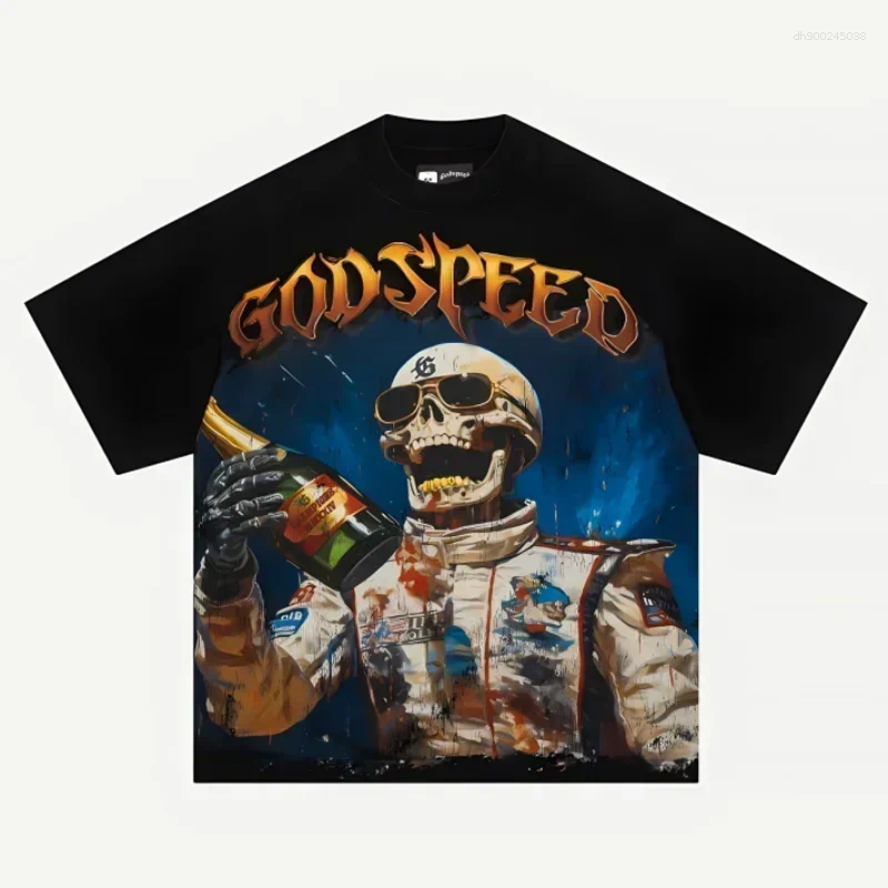 Men's T Shirts Four Seasons All-match T-shirt Hip Hop Men Women Ruffian Handsome Skull Print Casual High Quality Top Shirt