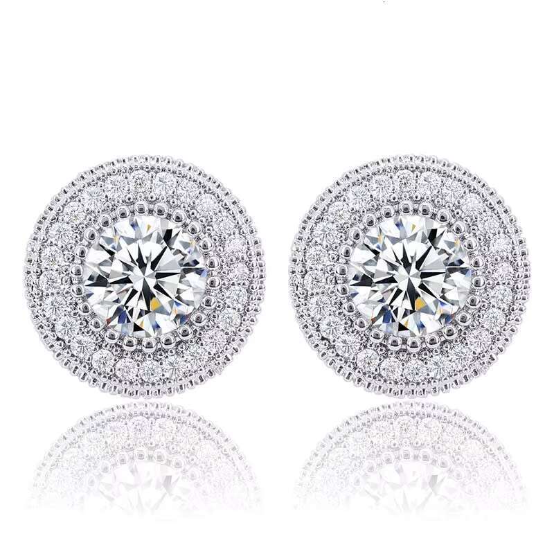 Wholesale Stud Earrings Men European Style Jewelry 925 Silver Anti Allergy Never Fade Iced Out Hip Hop Jewelry Stud Earrings
