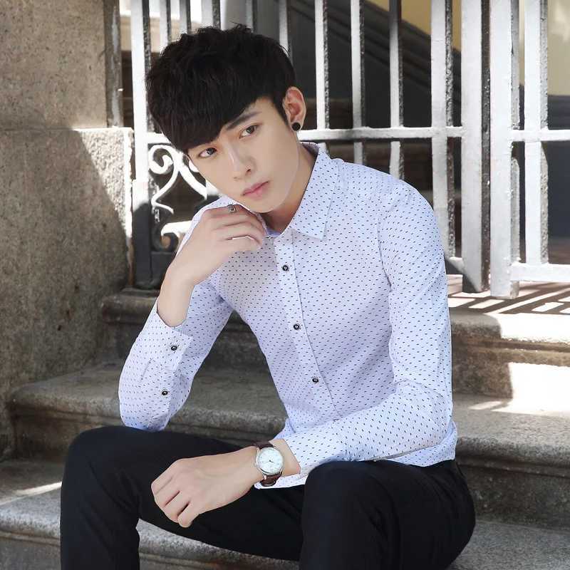 2026 Spring Mens Long-sleeved Shirt Single-breasted Lapel Cotton Shirts Blue Burgundy Khaki Gray White Optional Asian Size K251110