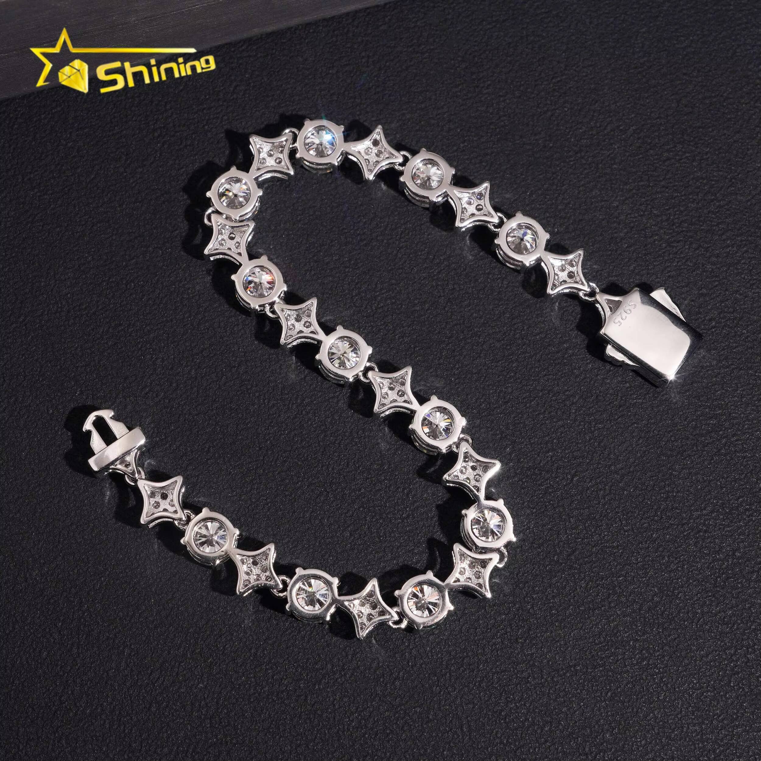 Trendy Iced Out D VVS Moissanite Diamond Bracelet GRA Certificated Custom 925 Silver Bracelet Men Hip Hop Moissanite Jewelry