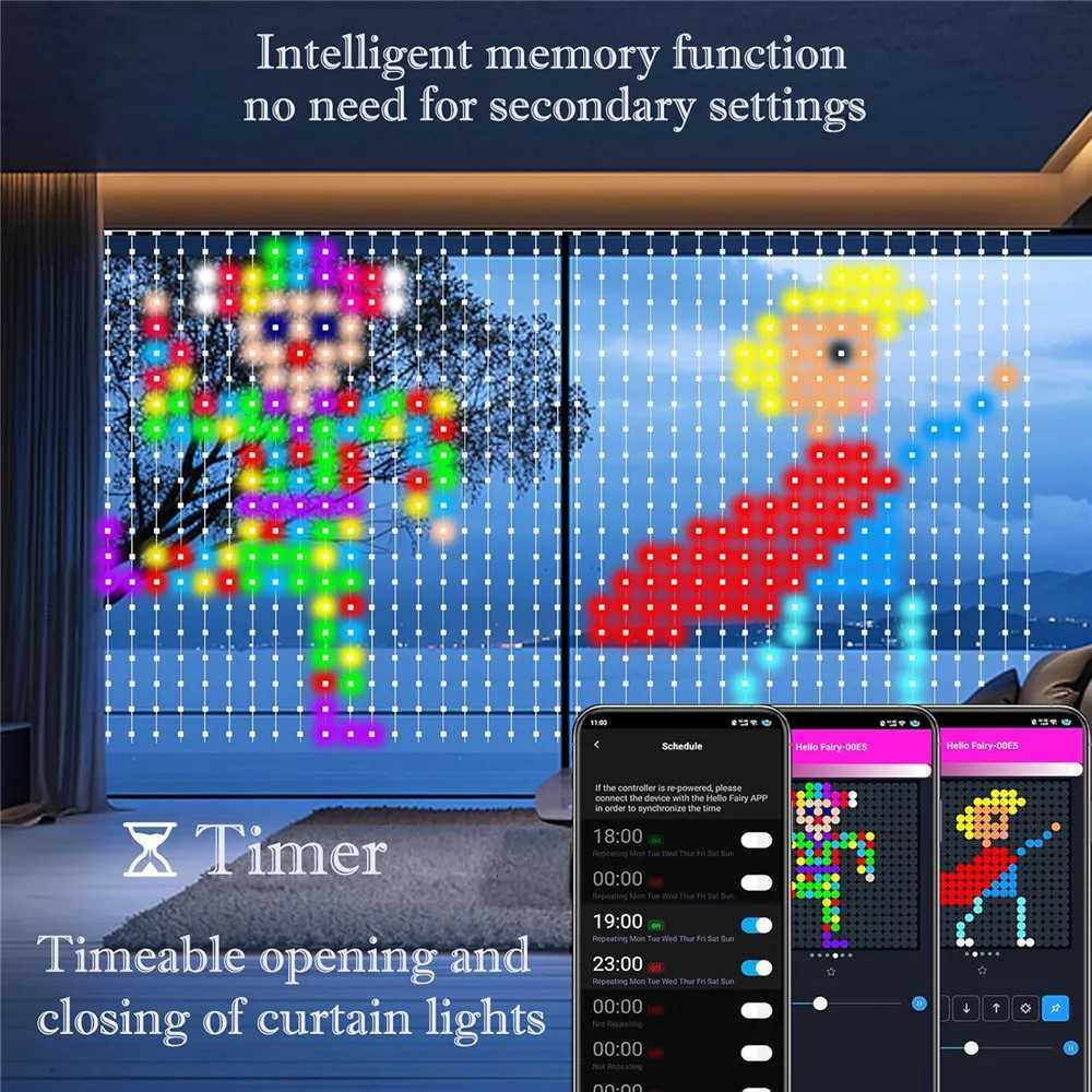 Christmas 400-800 LED RGB Smart Curtain Lights with MusicApp Controls and RemoteLED Party Lights for Wedding/Valentines Day/Birthday Y251111