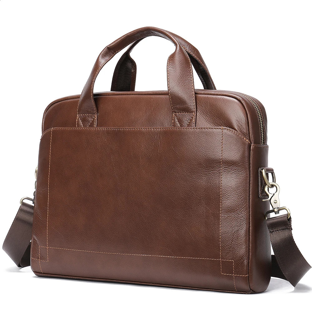 WESTAL mens leather laptop bag briefcase office natural Porte document 5006 250409