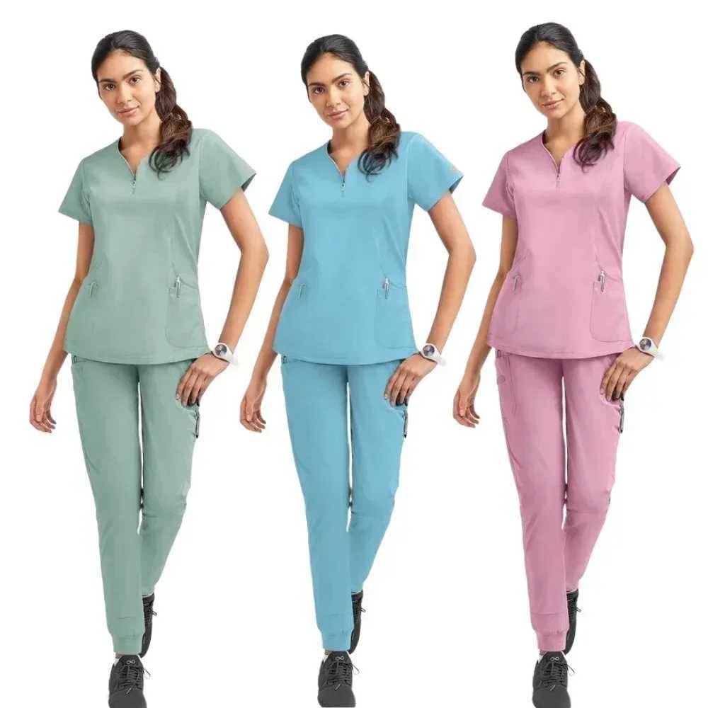 Elastic Girl Hospital Uniforms Scrubs for Women Medical Lab Coats Nurse Uniform Women Scrubs Uniforms Set Spa Uniforms X250410