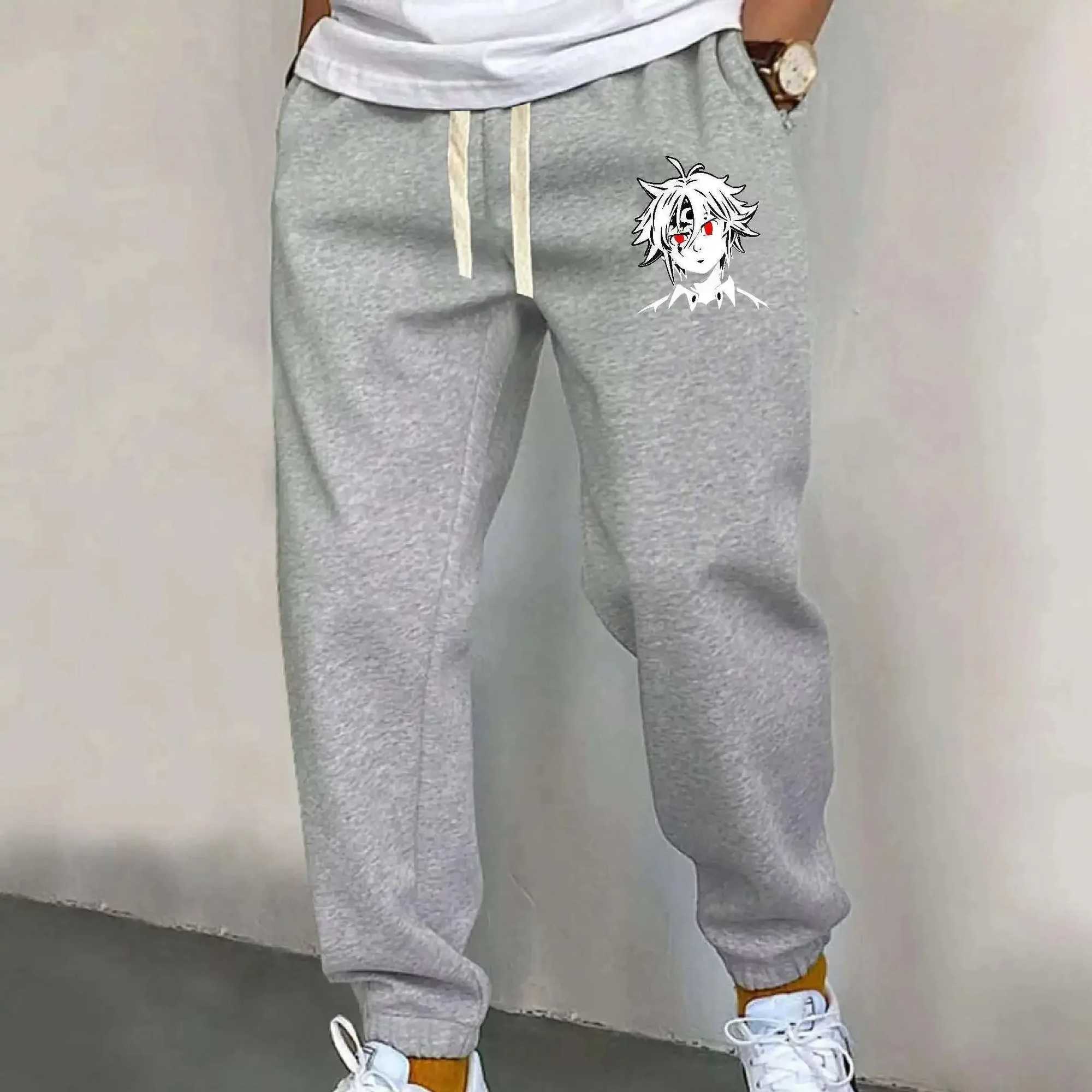 2024 Anime Portrait Printing Running Pants Mens Casual Waist Stretch Sports Pants Suitable for Spring and Autumn S-3XLXJ250410