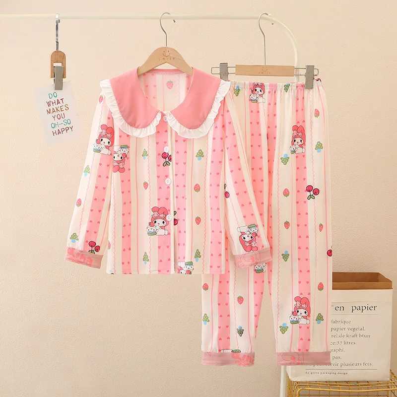 Childrens pajamas long sleeved top and pants set cute printed lounge clothing childrens comfortable casual loose cardiganXJ250410