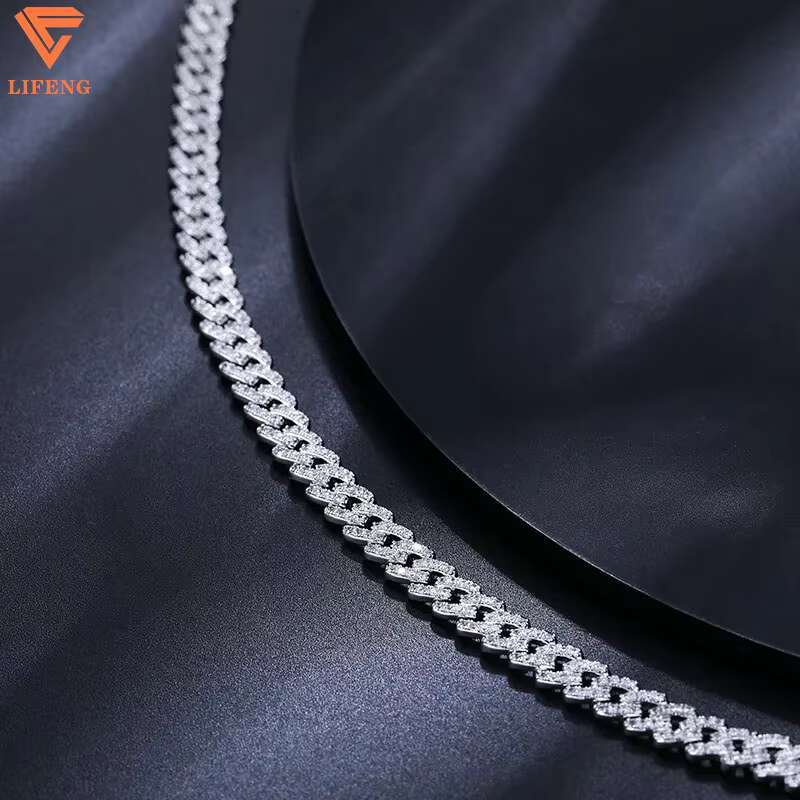 Custom 6mm White Gold Cuban Link Bracelet With VVS Moissanite Diamond Hip Hop Jewelry Bracelet Iced Out Chain Men Charm Bracelet