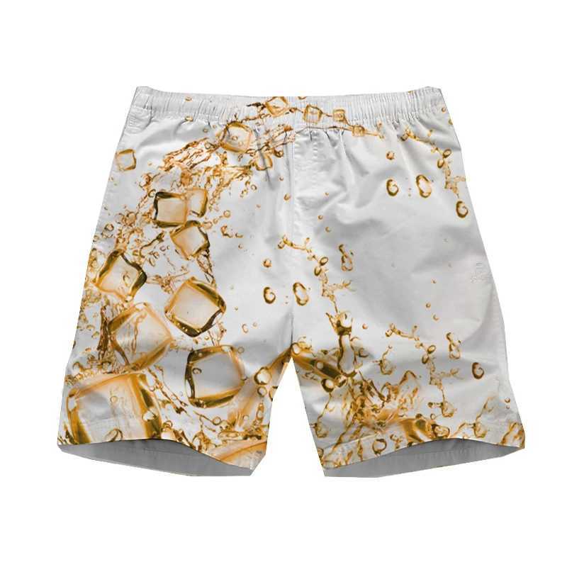 Beer graphic board shorts mens 3D bay casual printed beach shorts summer cool surfing swimsuits Hawaiian swimsuits ice shortsW250410