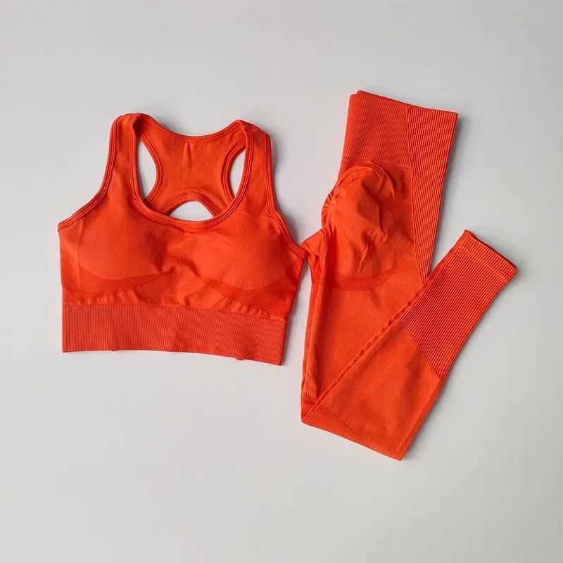 Womens sportswear fitness set yoga set sportswear sports bra+high waist and leg gym clothing seamless sportswearW250411